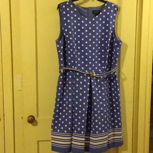 NWT Liz Claiborne dress blue with white polka dots
